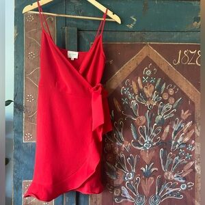 Sezane red wrap dress